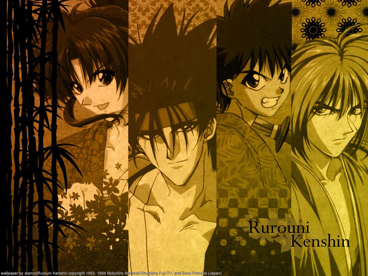 1280x960 Himura Kenshin Kamiya Kaoru Macho Mioujin Yahiko Rurouni Kenshin De Anime Kaoru Kamiya 