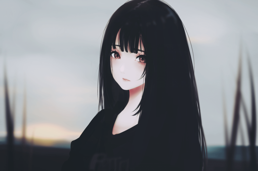 2560x1700 Descargar 2560x1700 Anime Girl Black Hair Sad Expression Semi De Triste Triste 