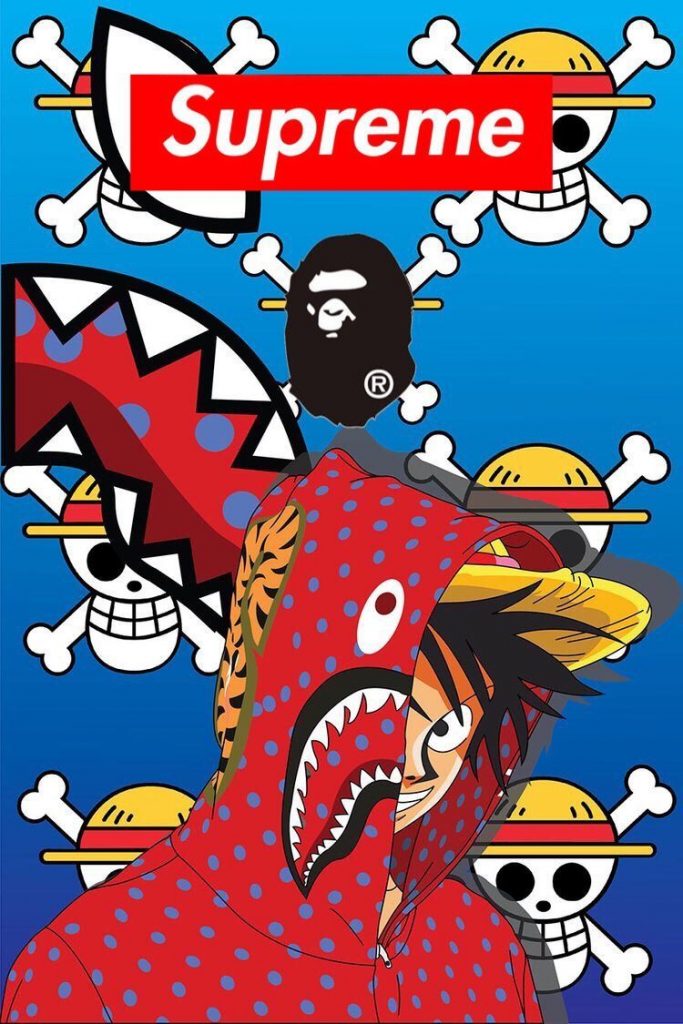 750x1125 Supreme × APE × One Piece. Piega de un fondo de pantalla de  iPhone, iPhone supremo de Anime, Naruto Supreme - Todo fondos