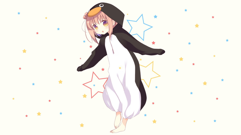 Fondo de pantalla de 1920x1080: manga, chicas de anime, fondo simple,  estrellas, pingüinos de Kawaii, Kawaii Chica - Todo fondos